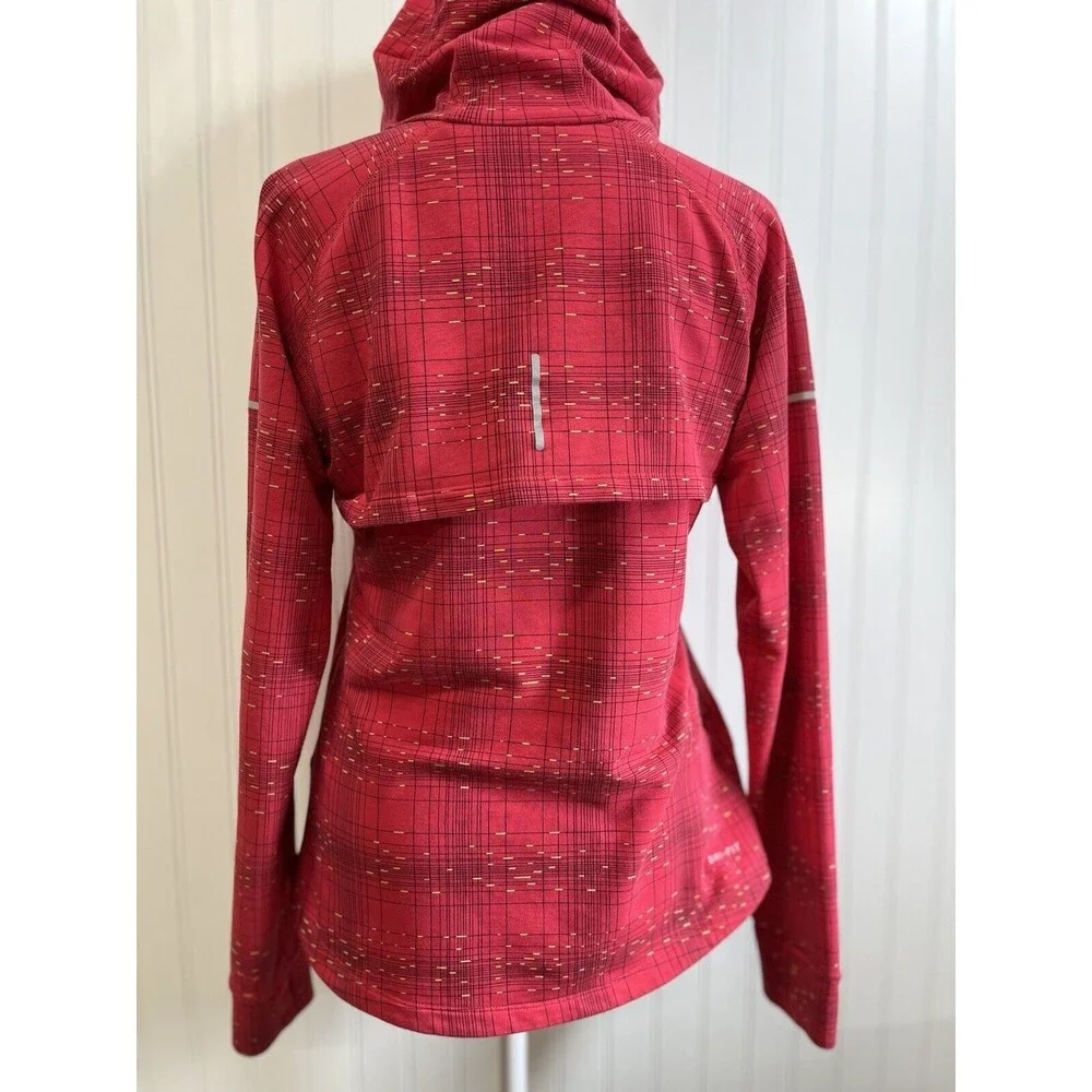 Womens Nike Dry Fit Hooded Pullover Athletic Jacket Hot pink Techno Print.Sz Med